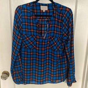 Skies Are Blue Plaid Blouse